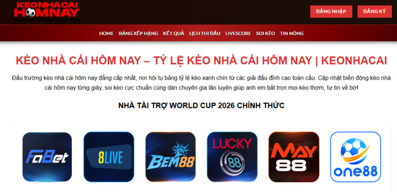 KÈO NHÀ CÁI HÔM NAY - TỶ LỆ KÈO NHÀ CÁI HÔM NAY | KEONHACAI 4 keonhacai hom nay